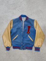 VARSIY JACKET VINTAGE AZUL Y CREMA TALLA S