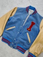 VARSIY JACKET VINTAGE AZUL Y CREMA TALLA S - Imagen 5