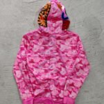 HOODIE BAPE SHARK CAMO ROSA TALLA M