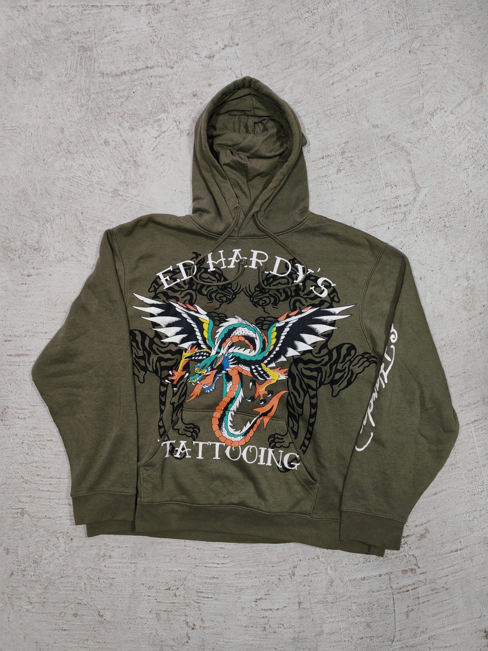IMG_20260504_172729 HOODIE ED HARDY OLIVA TALLA L - Imagen 1